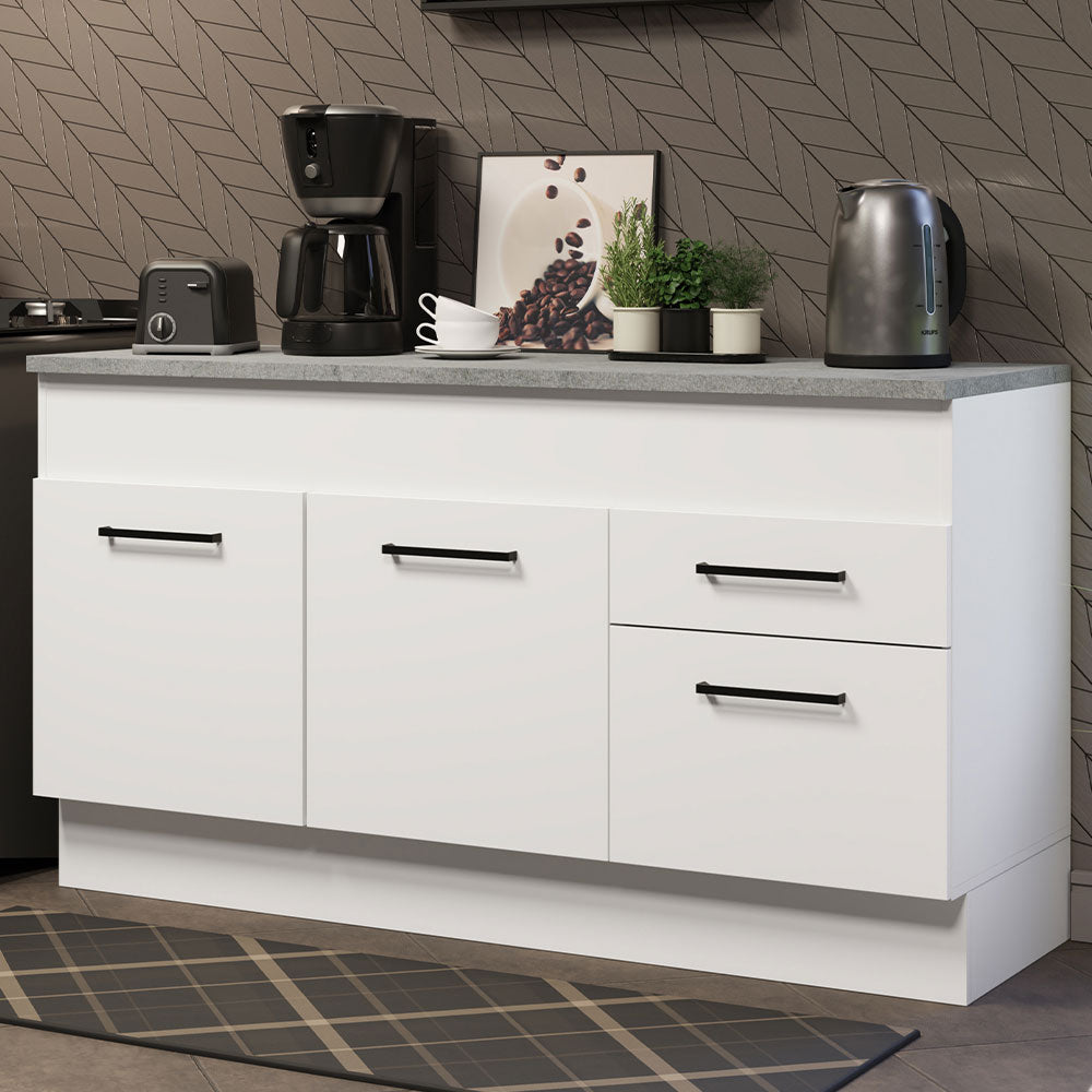 Mueble de Cocina Bajo Agata 1.50 m 2 Puertas 2 Cajones con Encimera