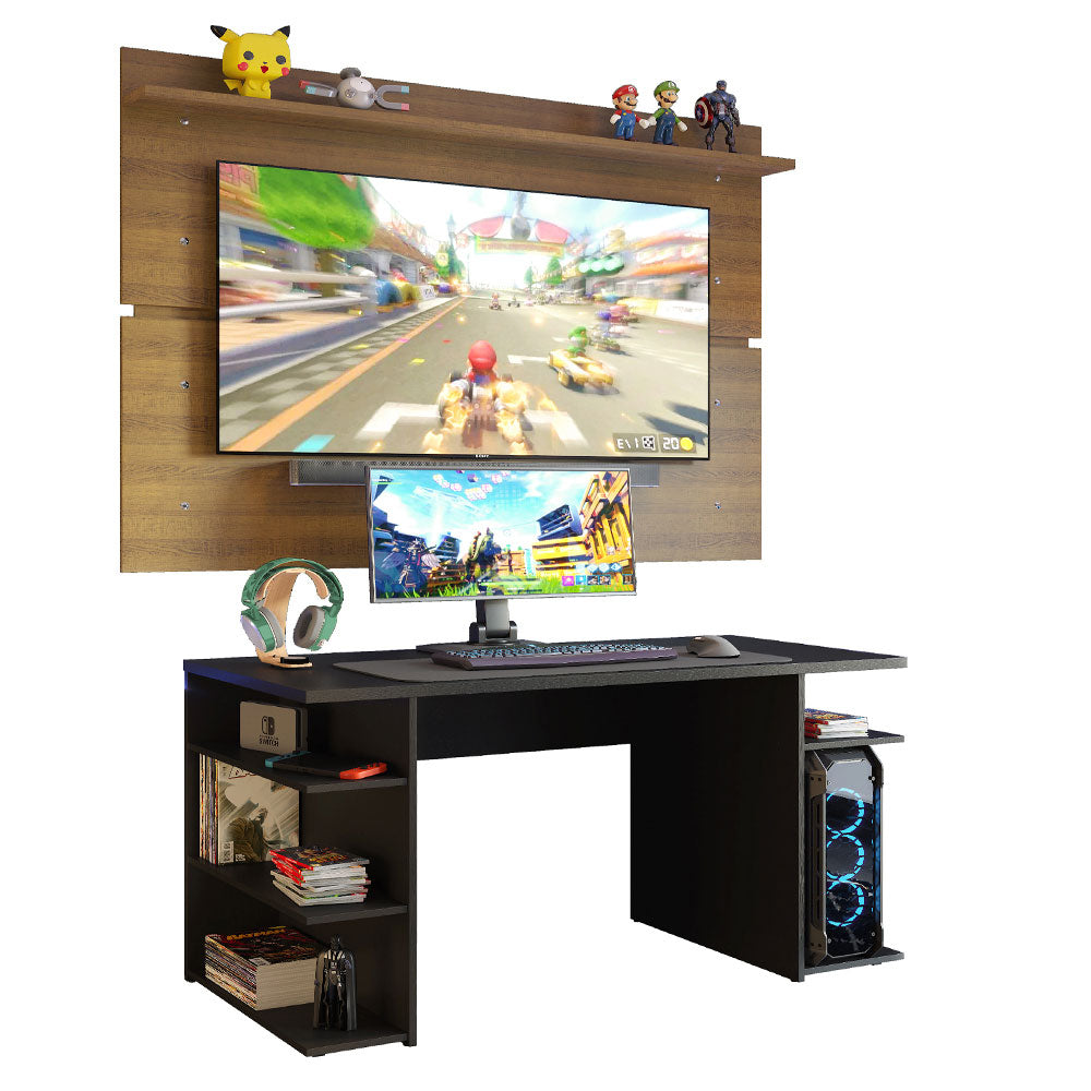 Escritorio Gamer Moderno + Panel para TV Hasta 65 Pulgadas