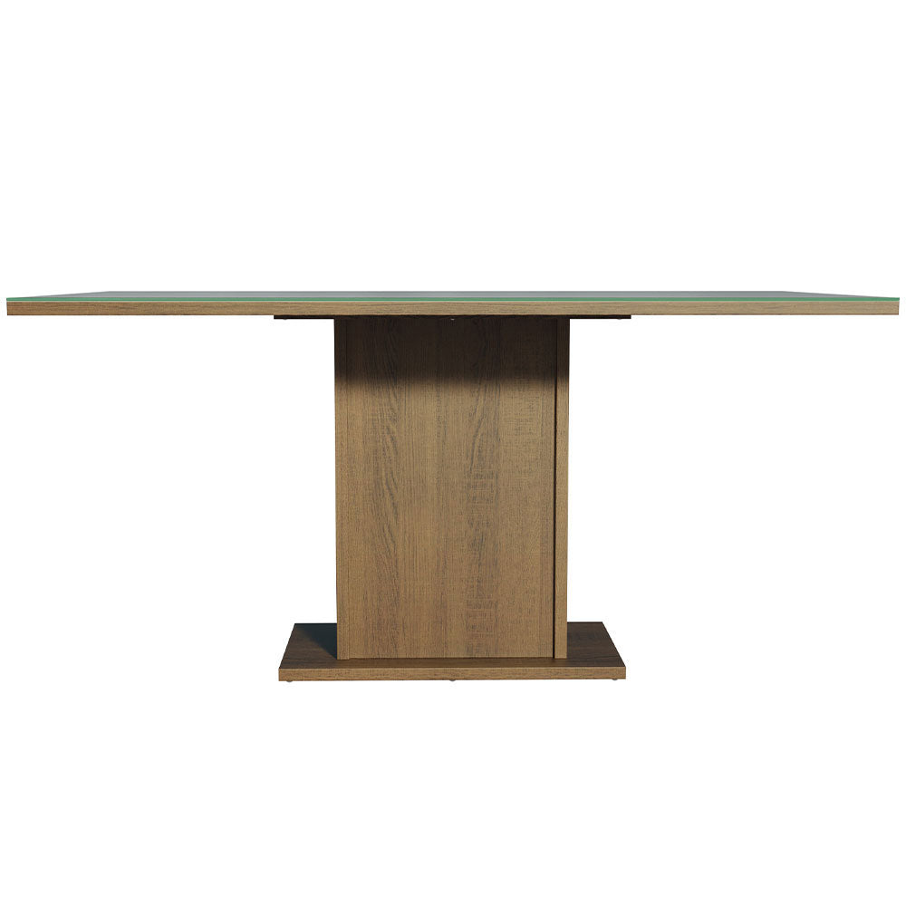 Mesa de Comedor Rectangular 6 Puestos con Tablero de Madera y Cristal