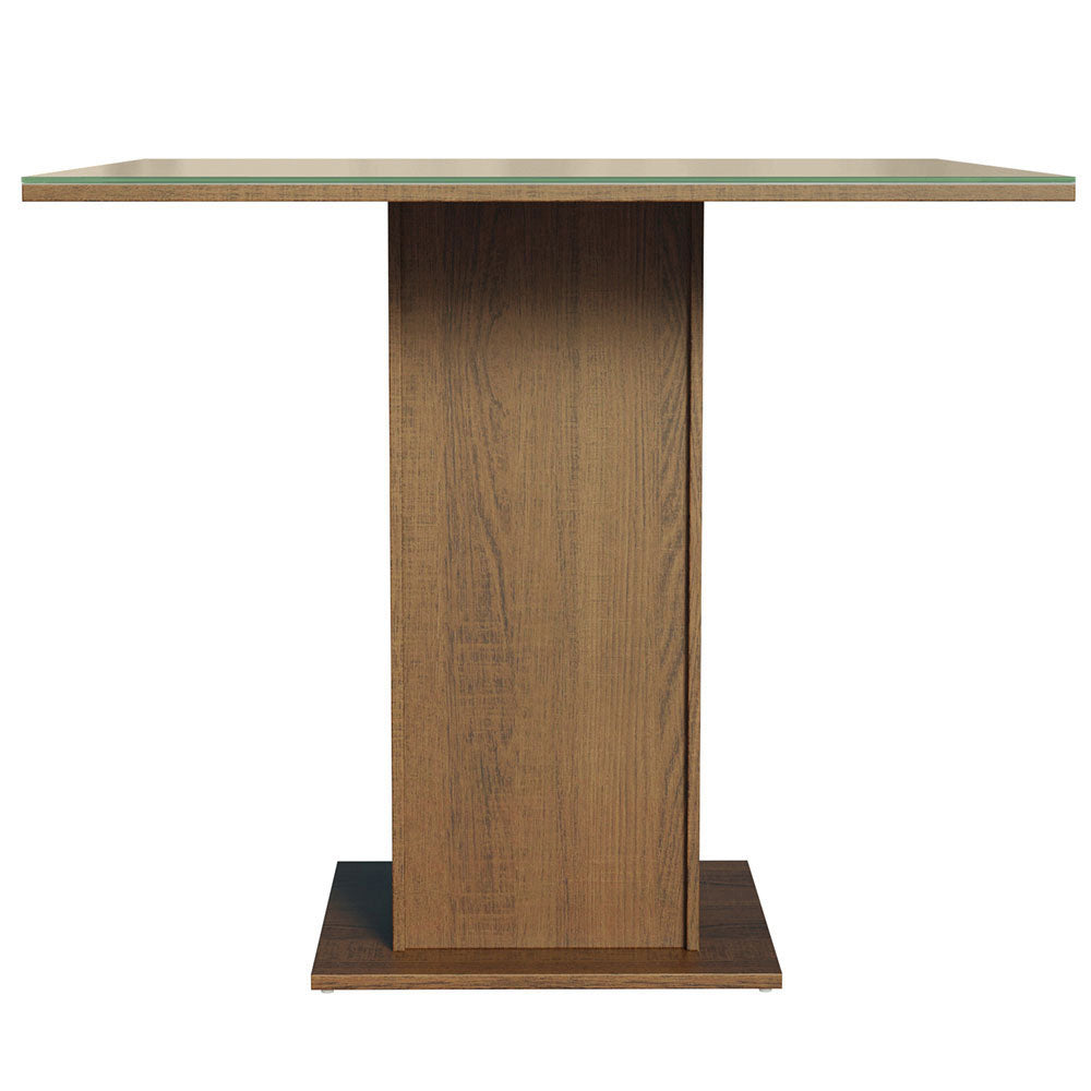 Mesa de Comedor Cuadrada 4 Puestos - Tablero de Madera y Cristal