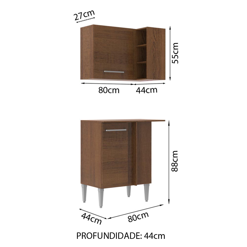 Kit Mueble de Cocina Superior y Mueble Bajo de Esquina Emilly