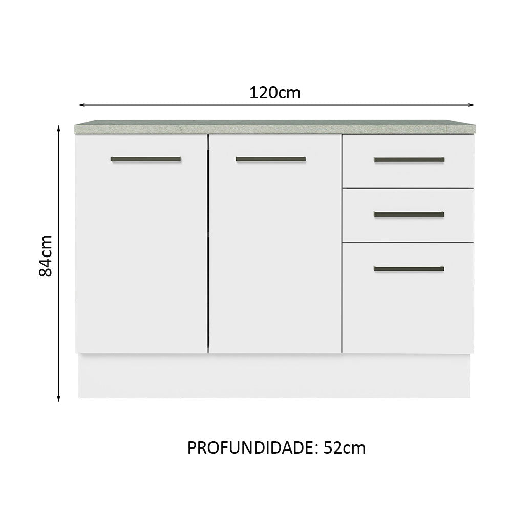 Mueble de Cocina Bajo Agata 1.20 m 2 Puertas 3 Cajones con Encimera