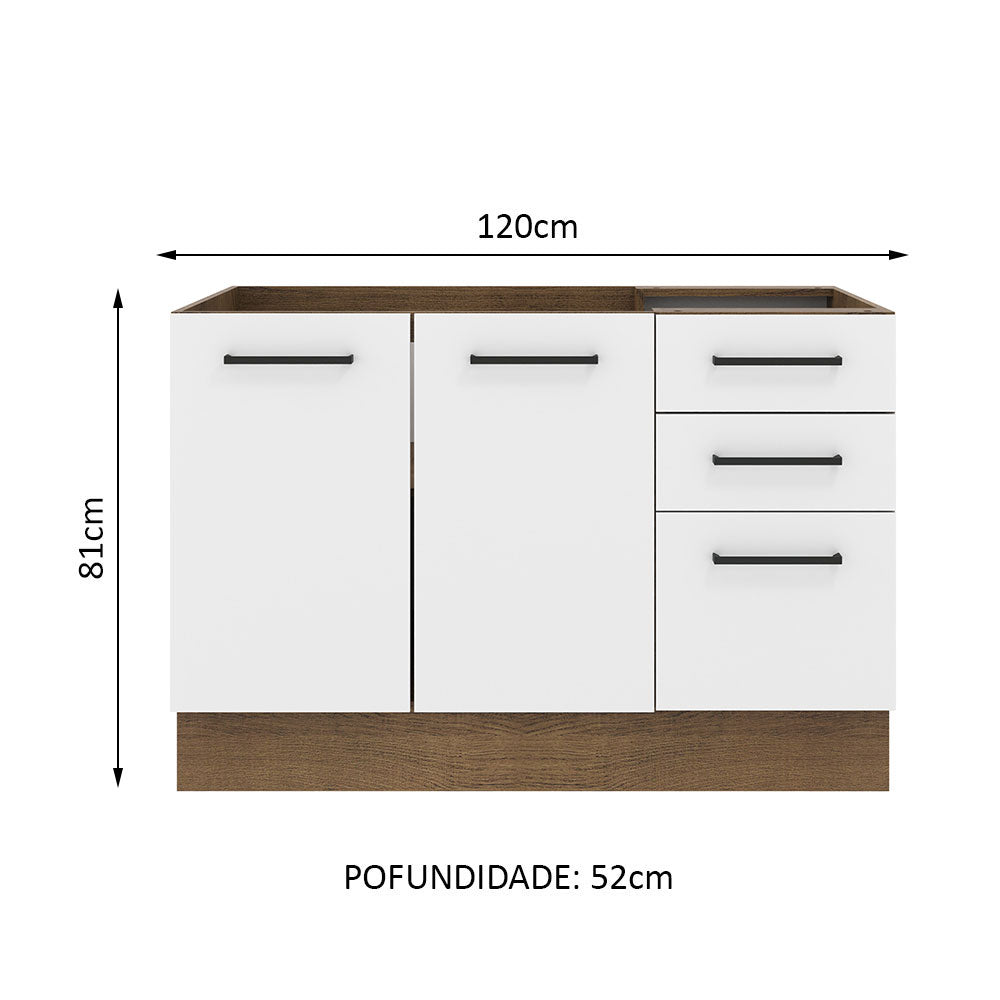 Mueble de Cocina Bajo Agata 1.20 m 2 Puertas 3 Cajones