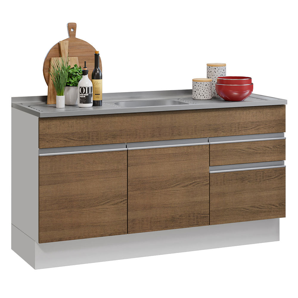 Mueble de Cocina Bajo Glamy 1.50 Metros con Mesón de Acero