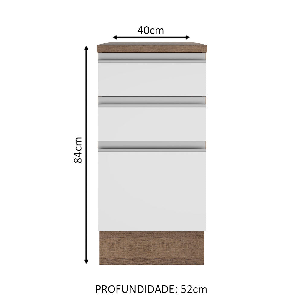 Mueble de Cocina Bajo Glamy 40 cm 3 Cajones