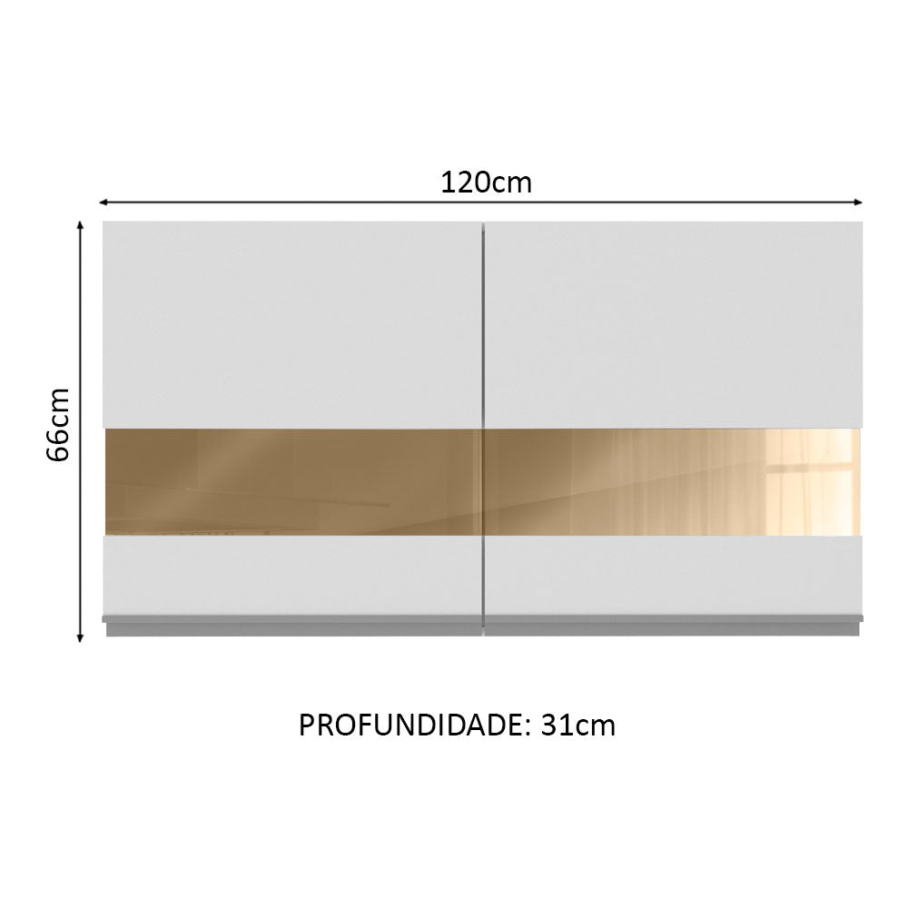 Mueble de Cocina Superior Glamy 1.20 m 2 Puertas con Cristal Reflex