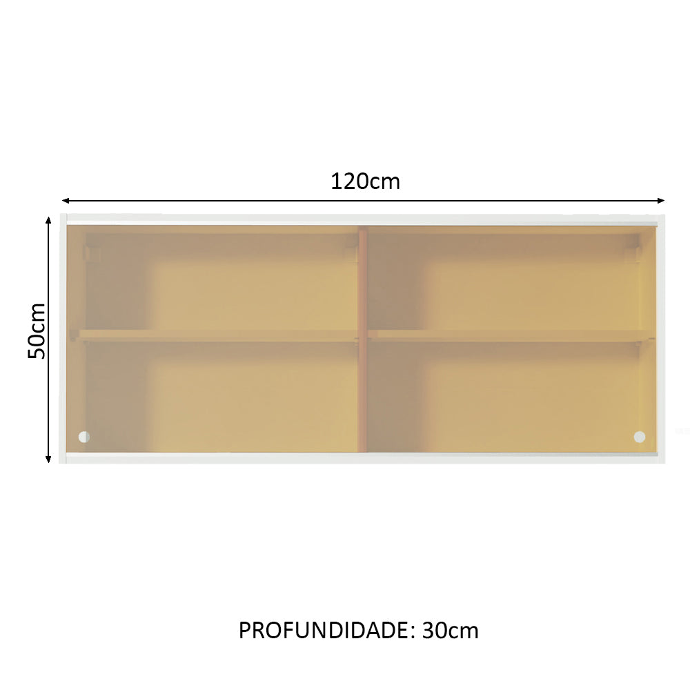 Mueble de Cocina Superior 1.20 m 2 Puertas Corredizas Cristal Reflex