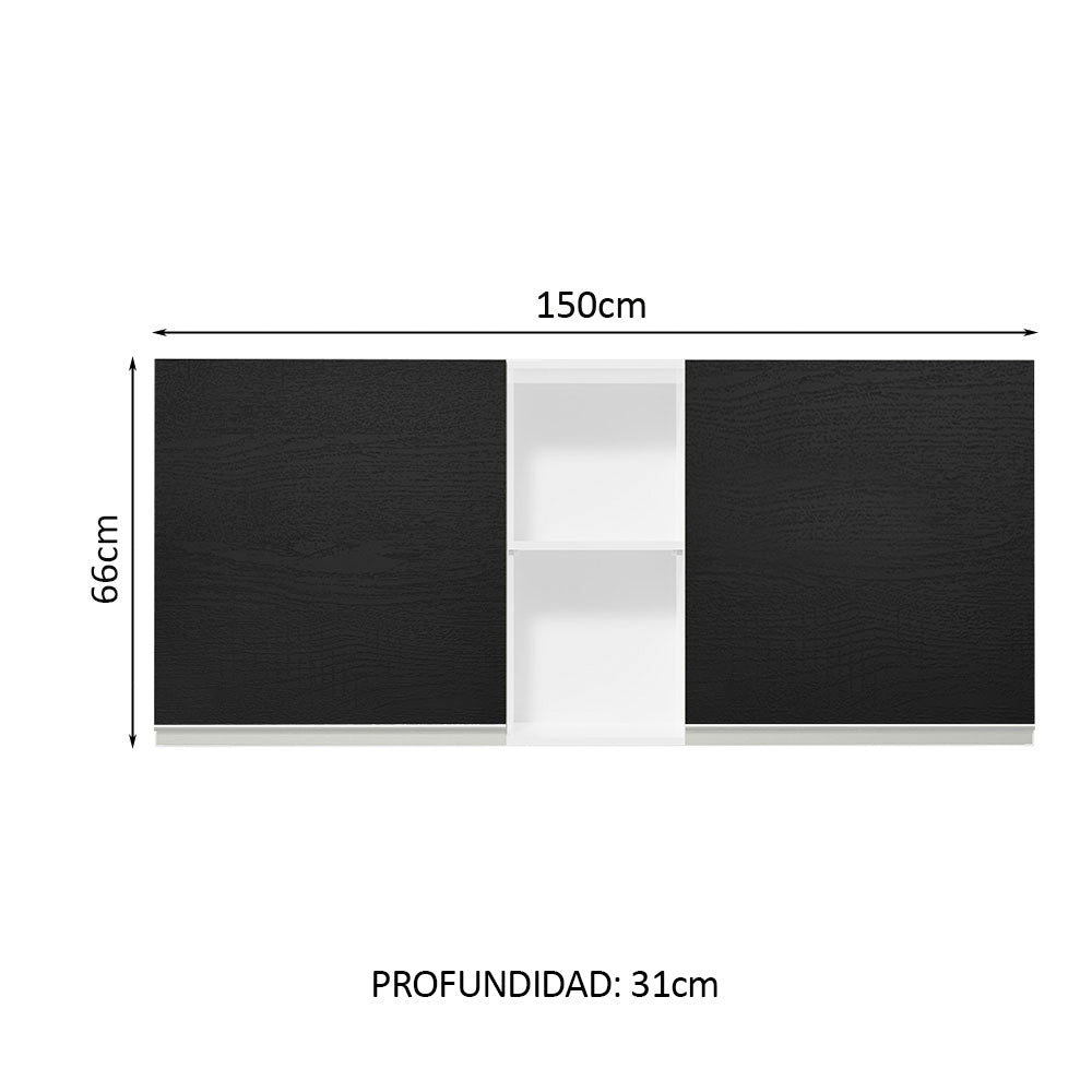 Mueble de Cocina Superior Glamy 1.50 m 2 Puertas 2 Nichos Centrales
