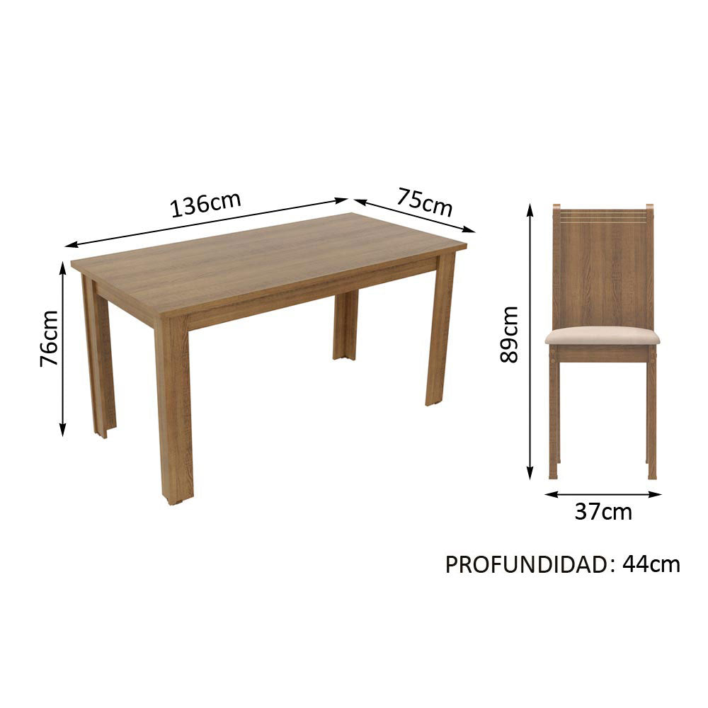 Juego de Comedor Rosie con 4 Sillas