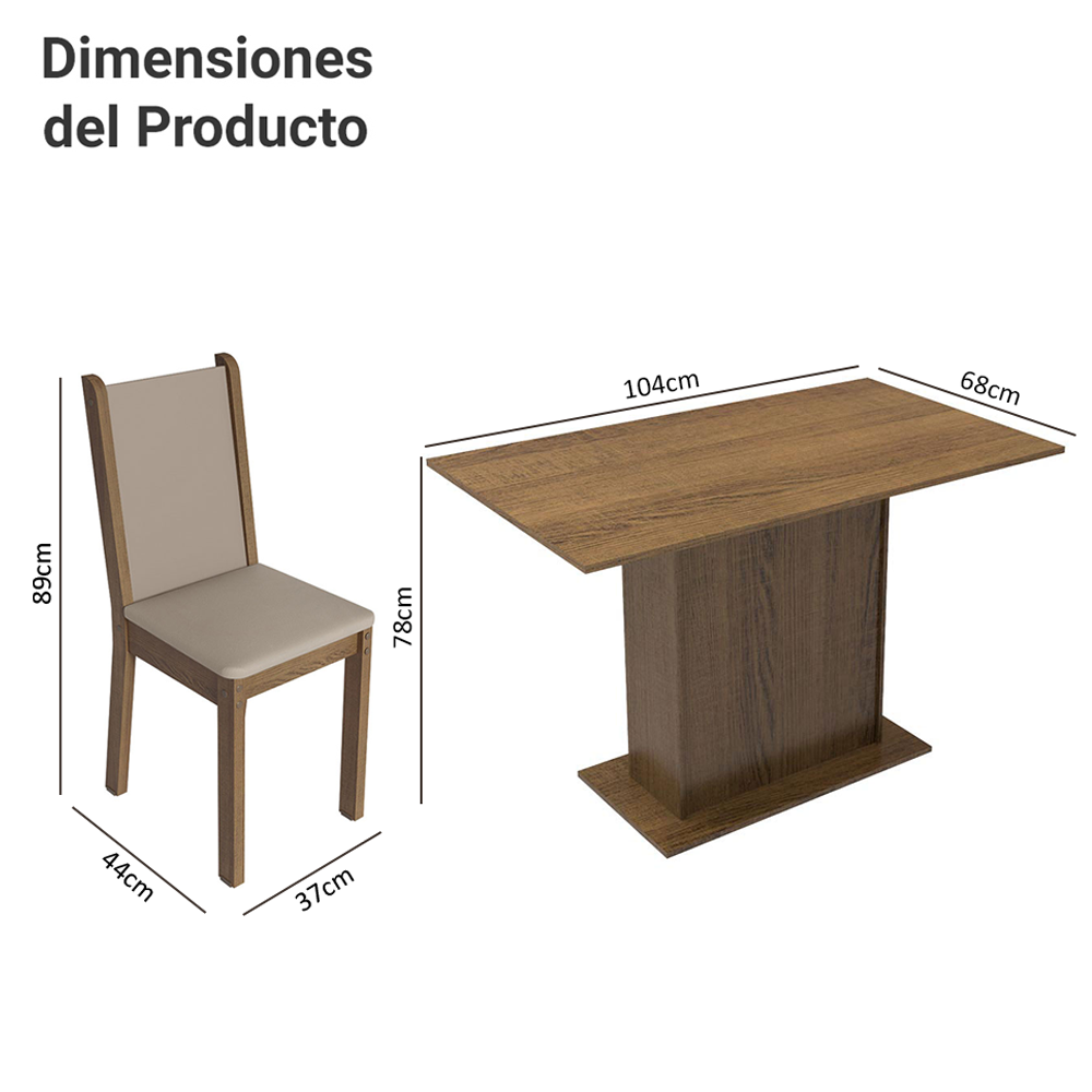 Juego de Comedor Talita con 4 Sillas