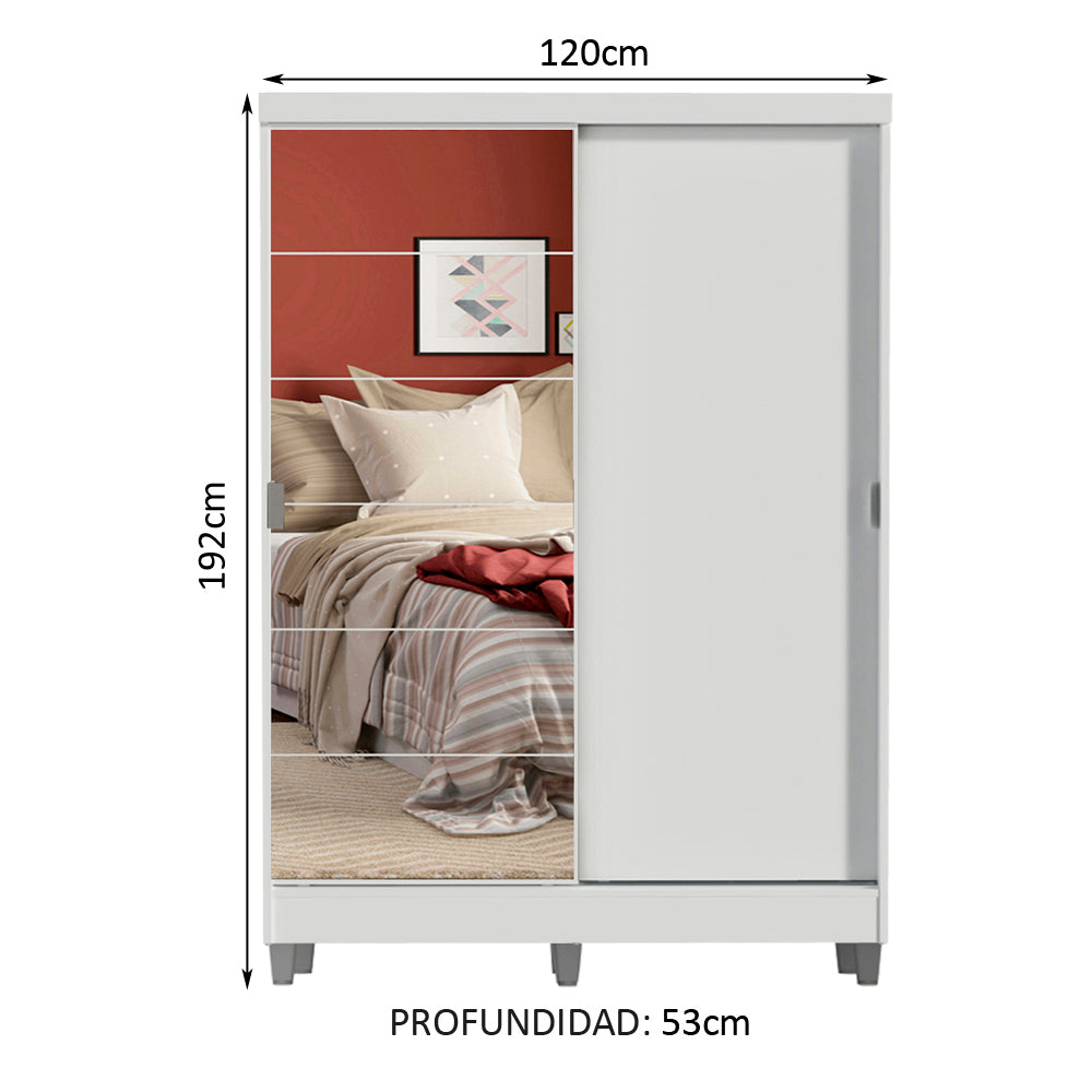 Closet Luke con Patas 2 Puertas Corredizas 1 Espejo