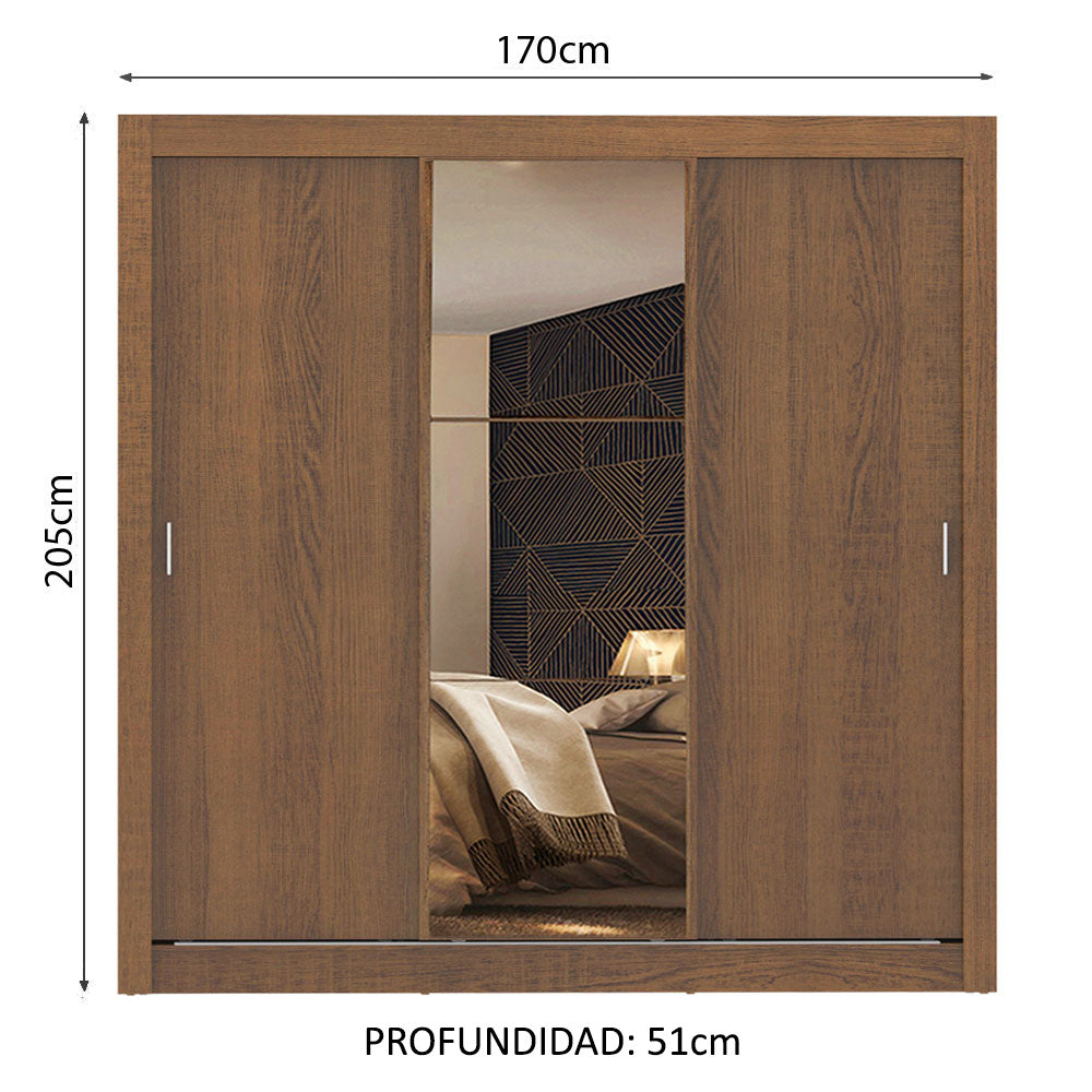 Closet Monaco 3 Puertas Corredizas 1 Espejo