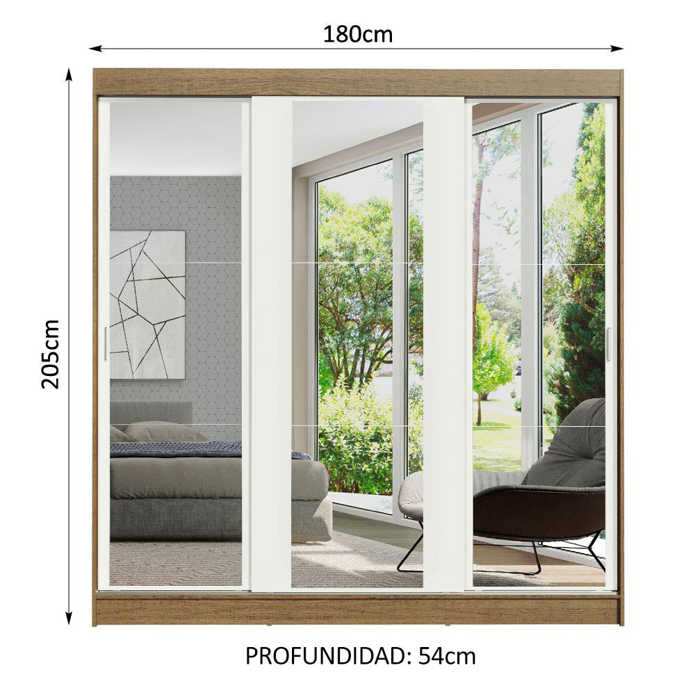 Closet Reno 3 Puertas Corredizas con Espejos