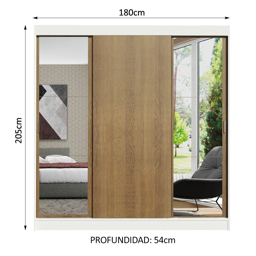 Closet Reno 3 Puertas Corredizas 2 Espejos