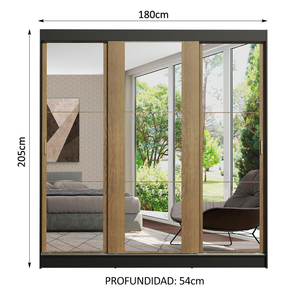 Closet Reno 3 Puertas Corredizas con Espejos