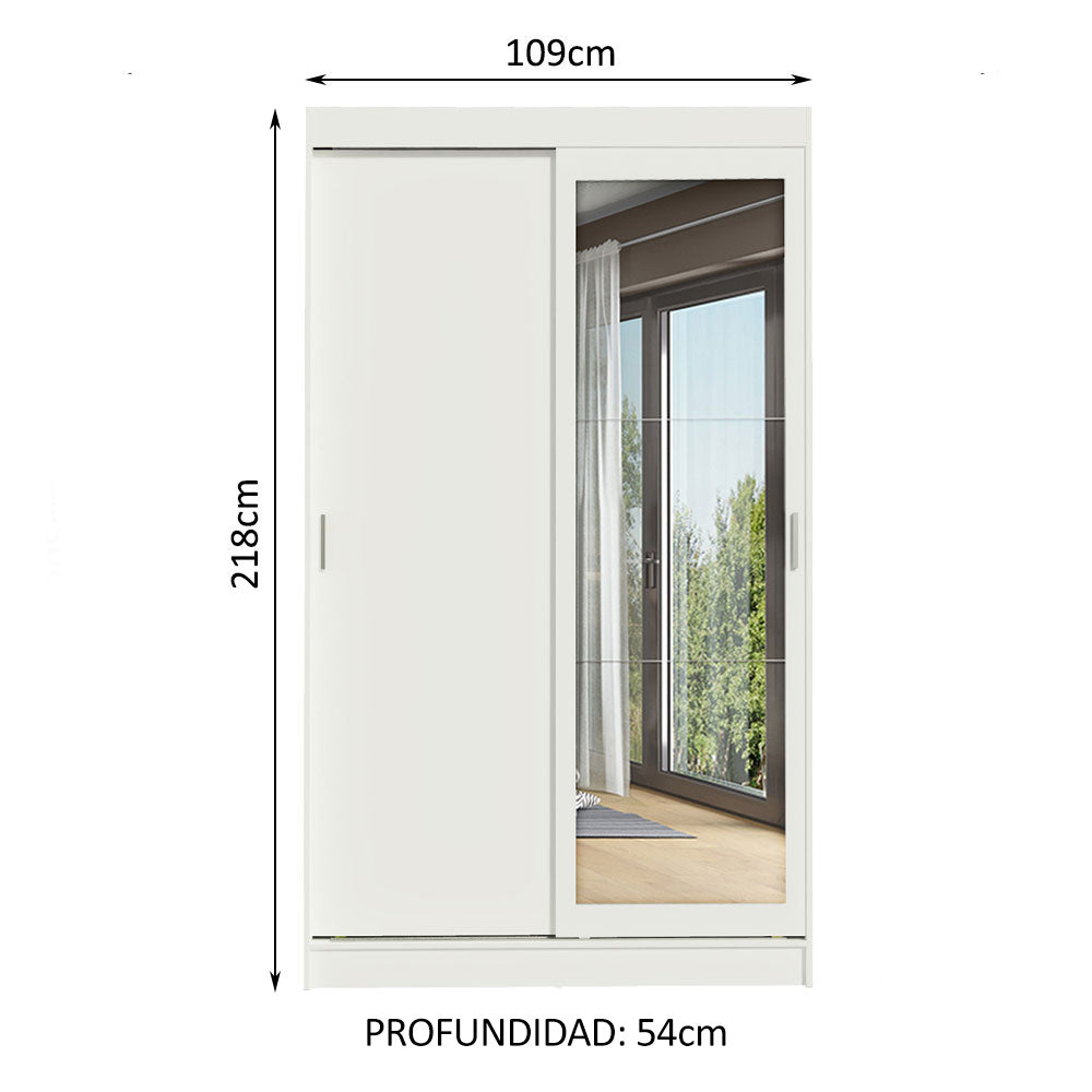 Closet Tokio 2 Puertas Corredizas 1 Espejo