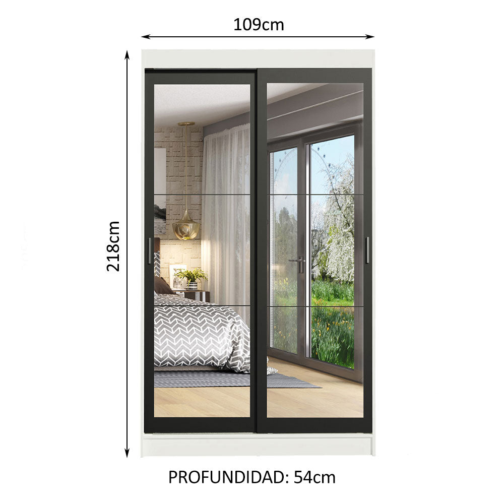 Closet Tokio 2 Puertas Corredizas con Espejos