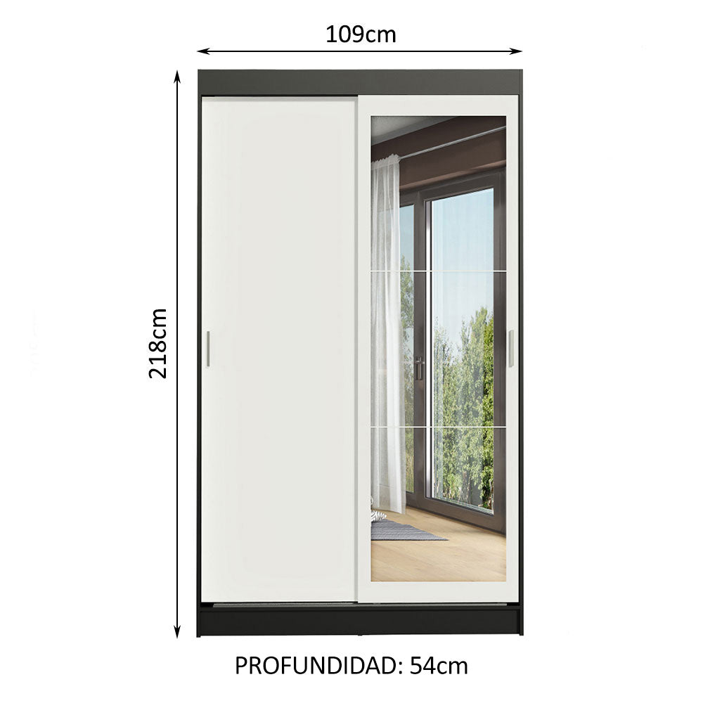 Closet Tokio 2 Puertas Corredizas 1 Espejo