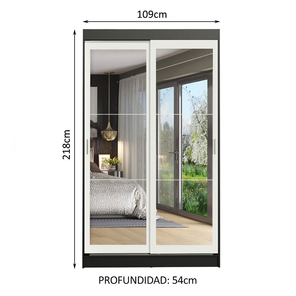 Closet Tokio 2 Puertas Corredizas con Espejos