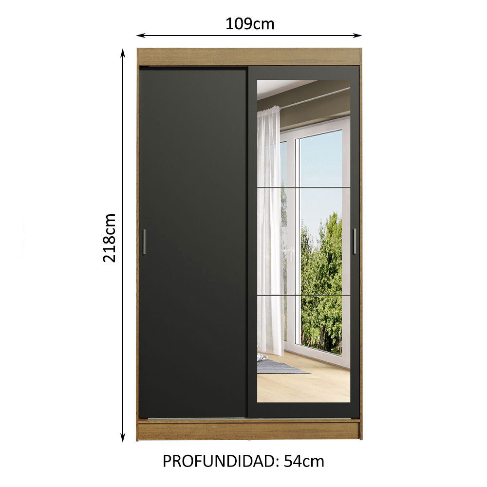 Closet Tokio 2 Puertas Corredizas 1 Espejo