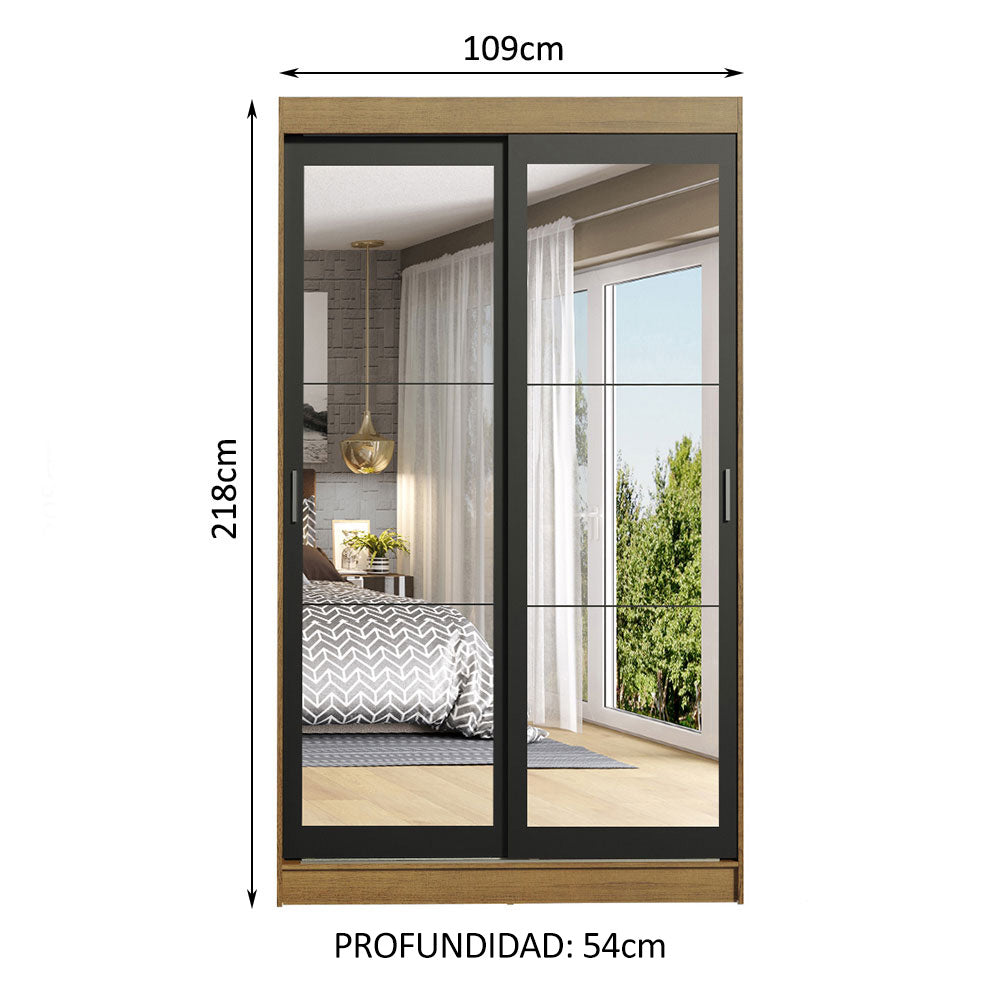 Closet Tokio 2 Puertas Corredizas con Espejos