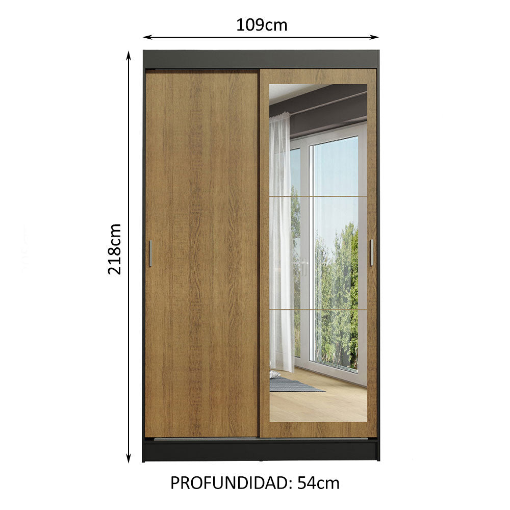 Closet Tokio 2 Puertas Corredizas 1 Espejo