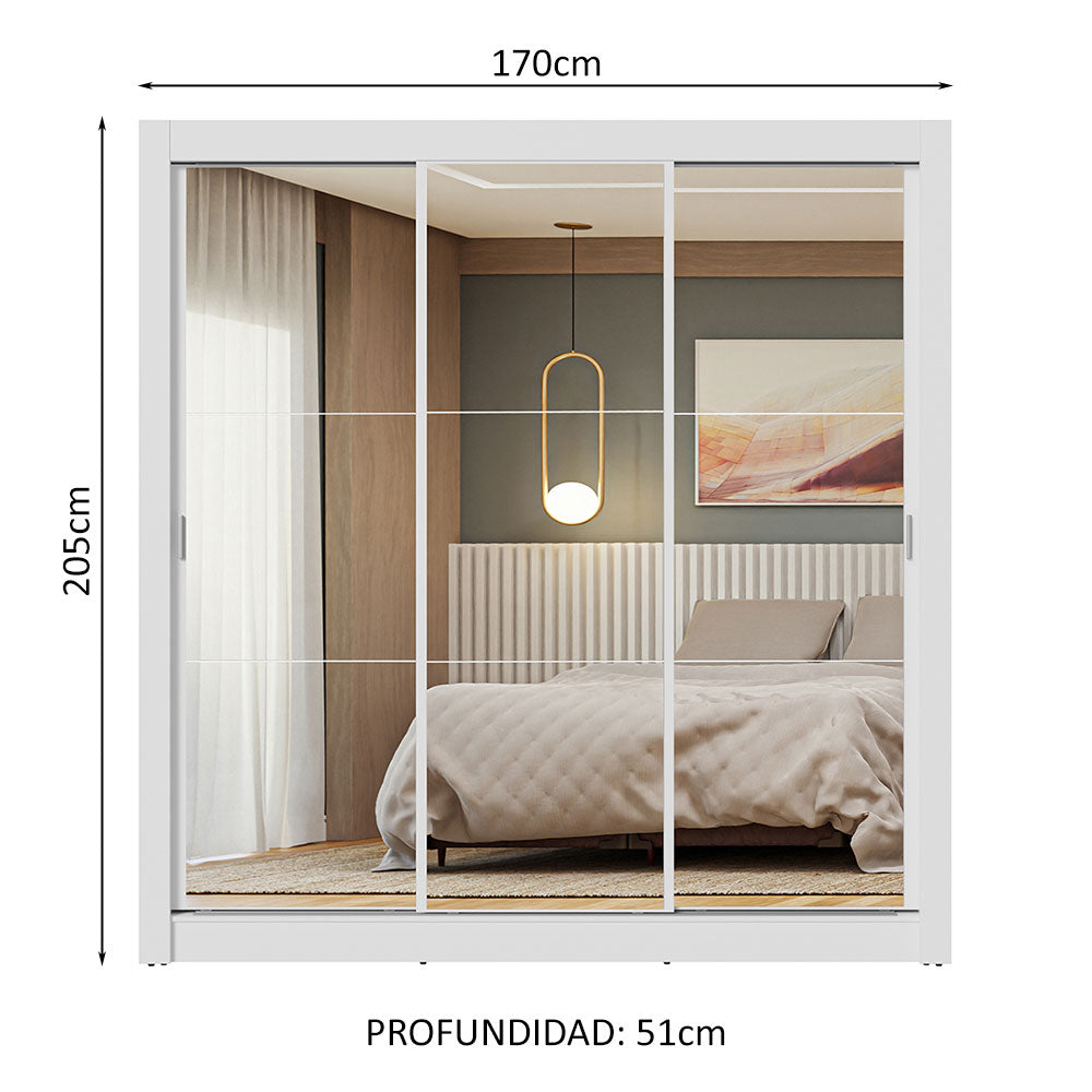 Closet Nobre 3 Puertas Corredizas con Espejos