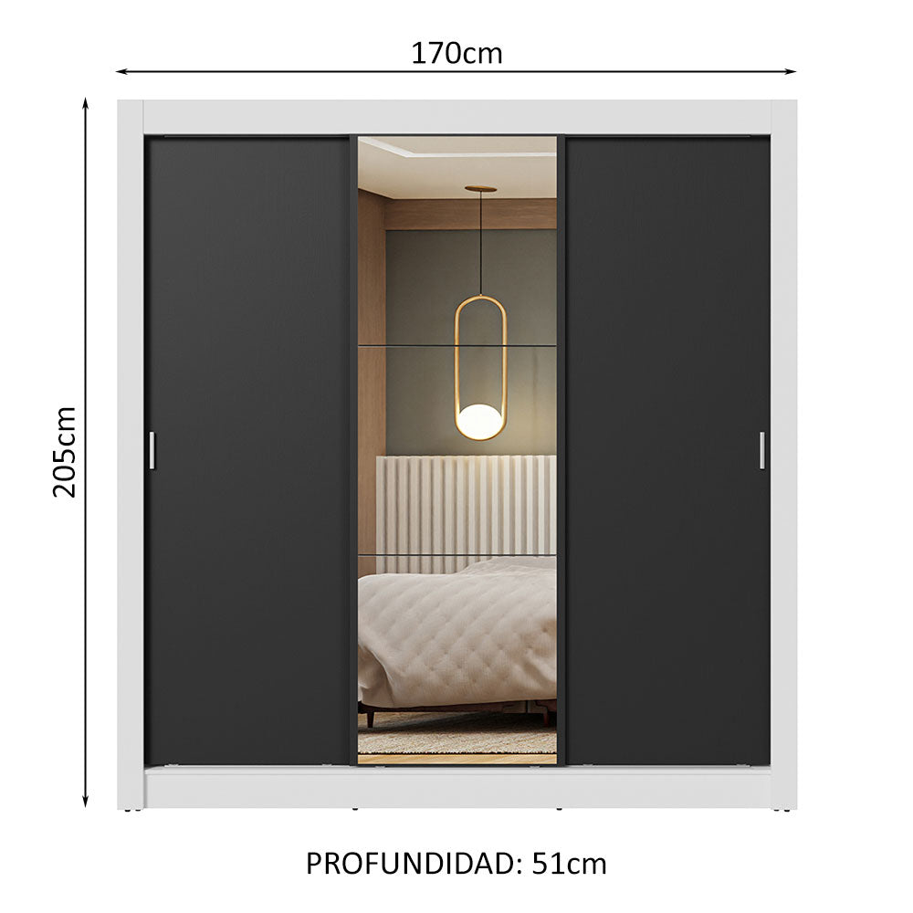 Closet Nobre 3 Puertas Corredizas 1 Espejo