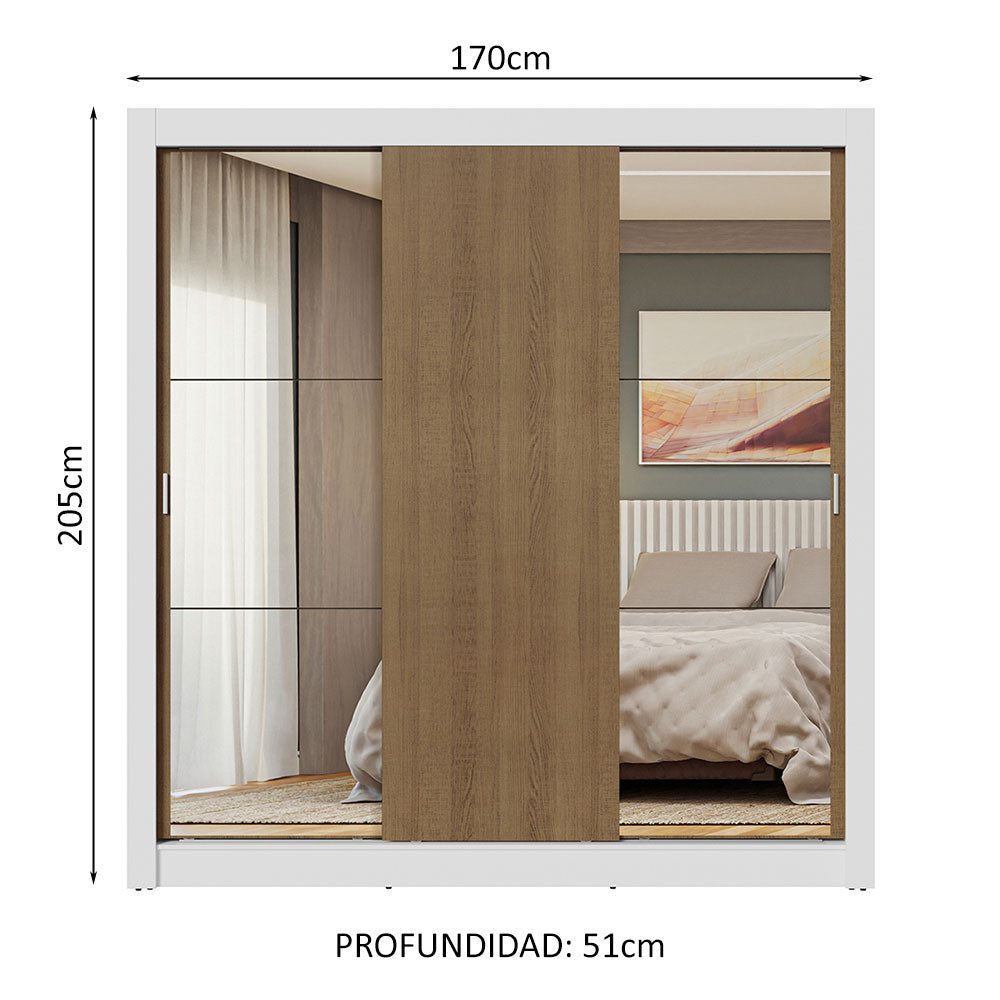 Closet Nobre 3 Puertas Corredizas 2 Espejos