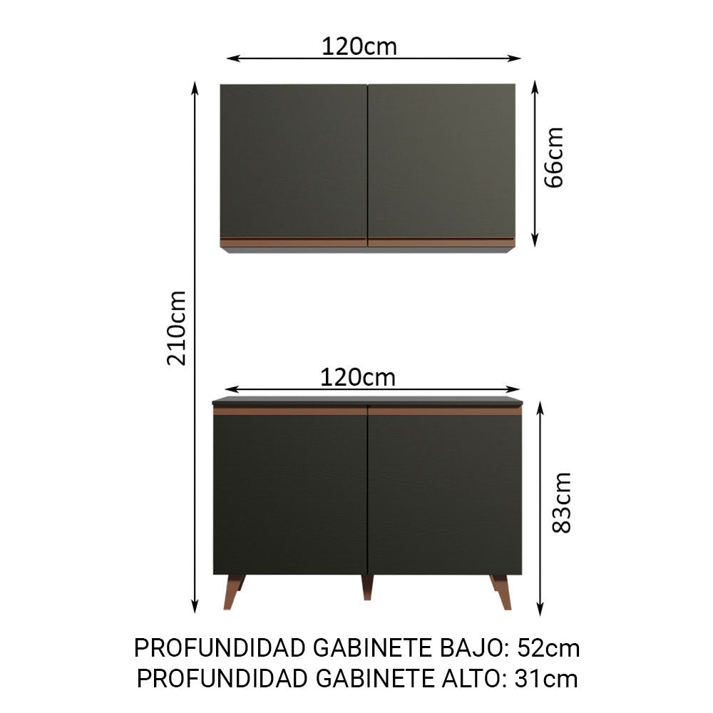 Kit Mueble de Cocina Superior y Mueble Bajo Reims 1.20 Metros