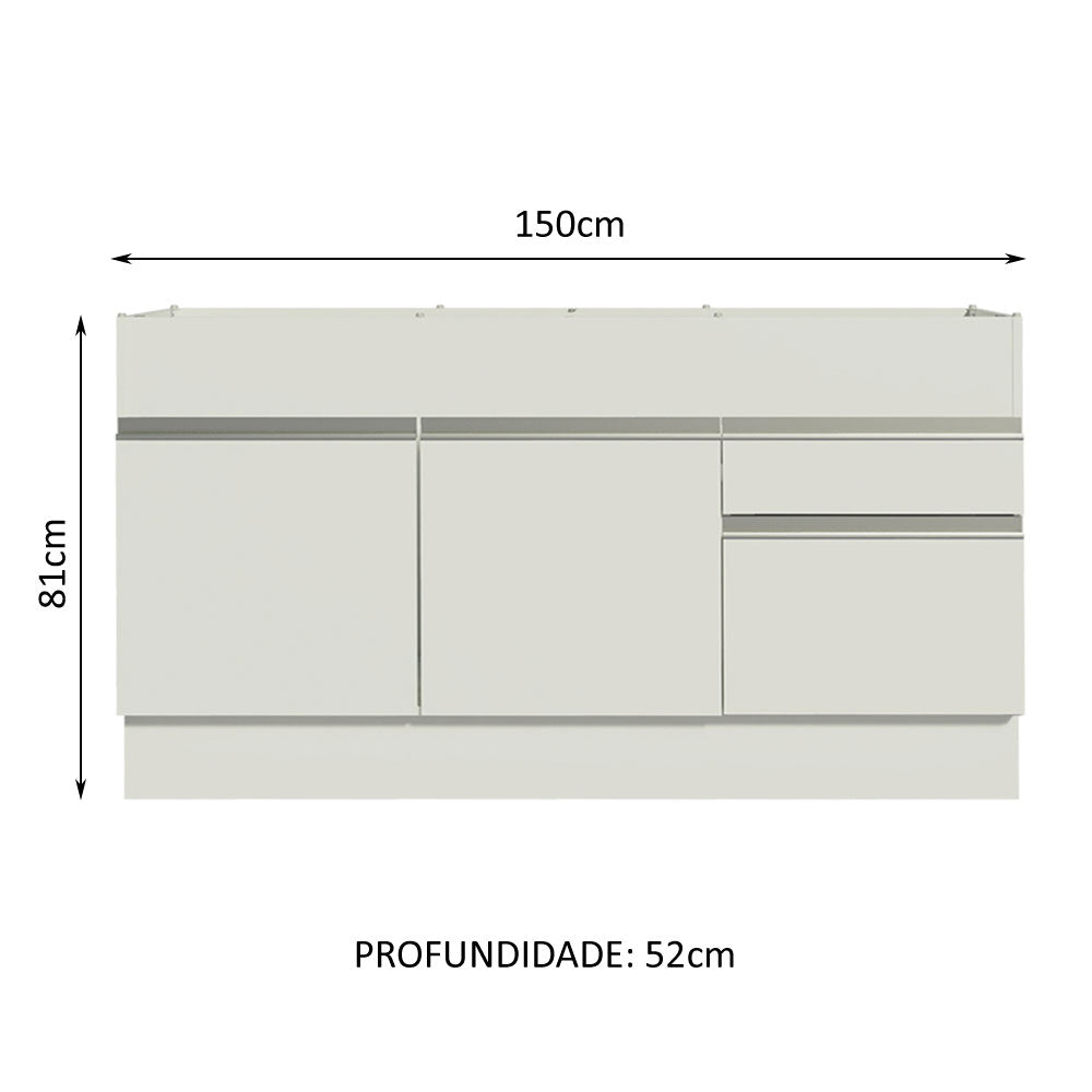 Mueble de Cocina Bajo Glamy 1.50 m 2 Puertas 2 Cajones