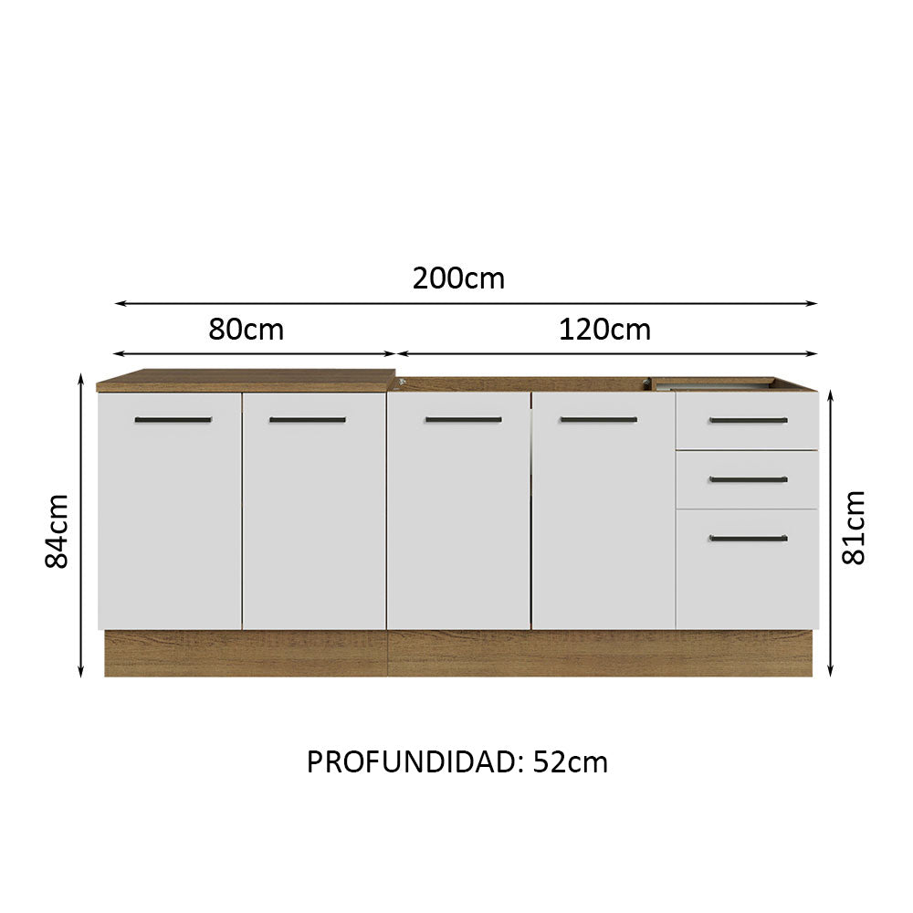 Kit 2 Muebles de Cocina Bajo Agata 2.00 Metros