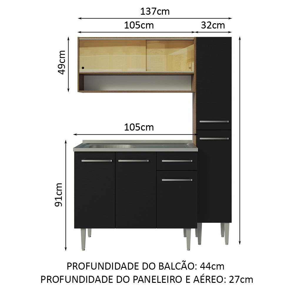Cocina Integral Emilly 1.40 m con Mesón de Acero 10
