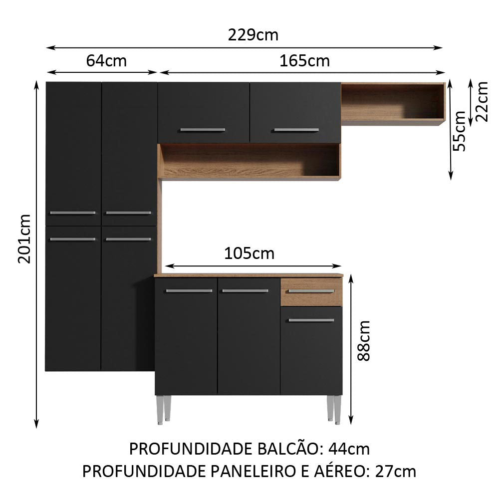 Cocina Integral Emilly Fit 2.30 Metros