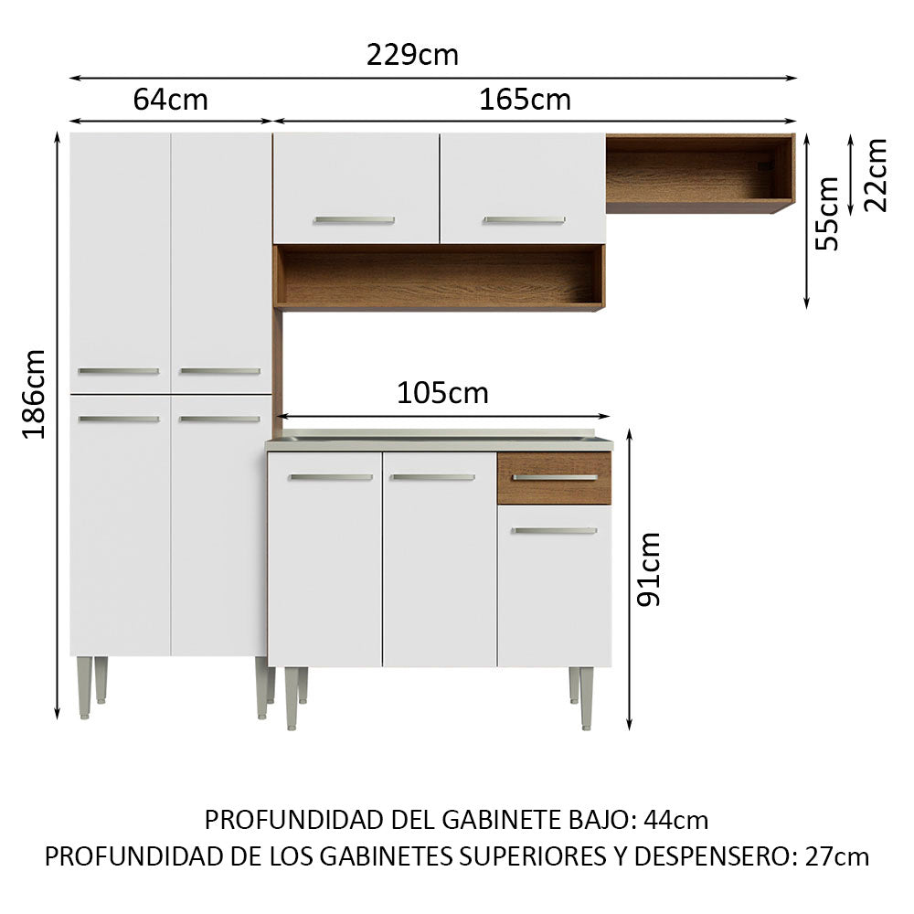 Cocina Integral Emilly 2.30 m con Mesón de Acero 12