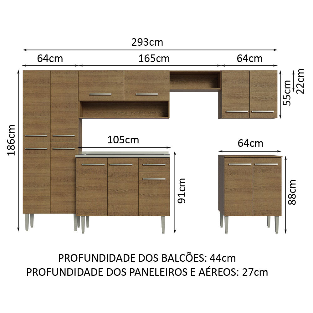 Cocina Integral Emilly 2.90 m con Mesón de Acero 08