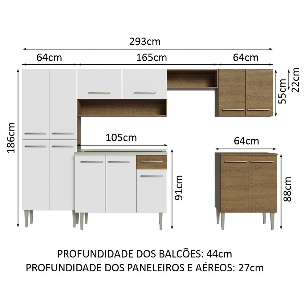 Cocina Integral Emilly 2.90 m con Mesón de Acero 08