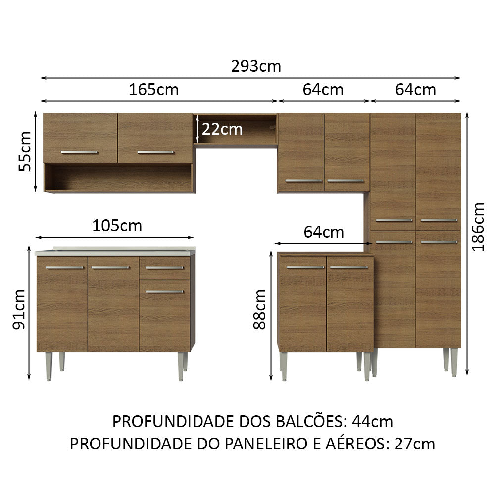 Cocina Integral Emilly 2.90 m con Mesón de Acero 09