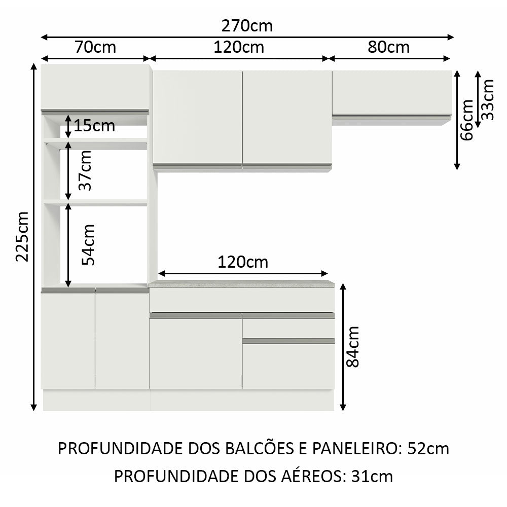 Cocina Integral Glamy 2.70 m con Encimera 14