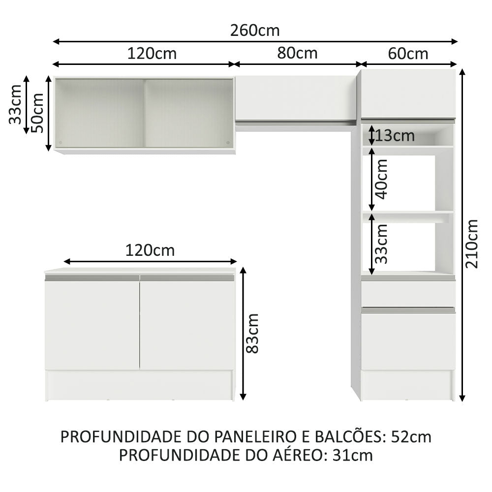 Cocina Integral Topazio 2.60 Metros con Encimera