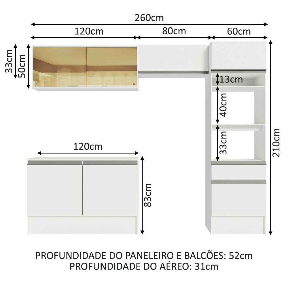 Cocina Integral Diamante 2.60 m con Encimera