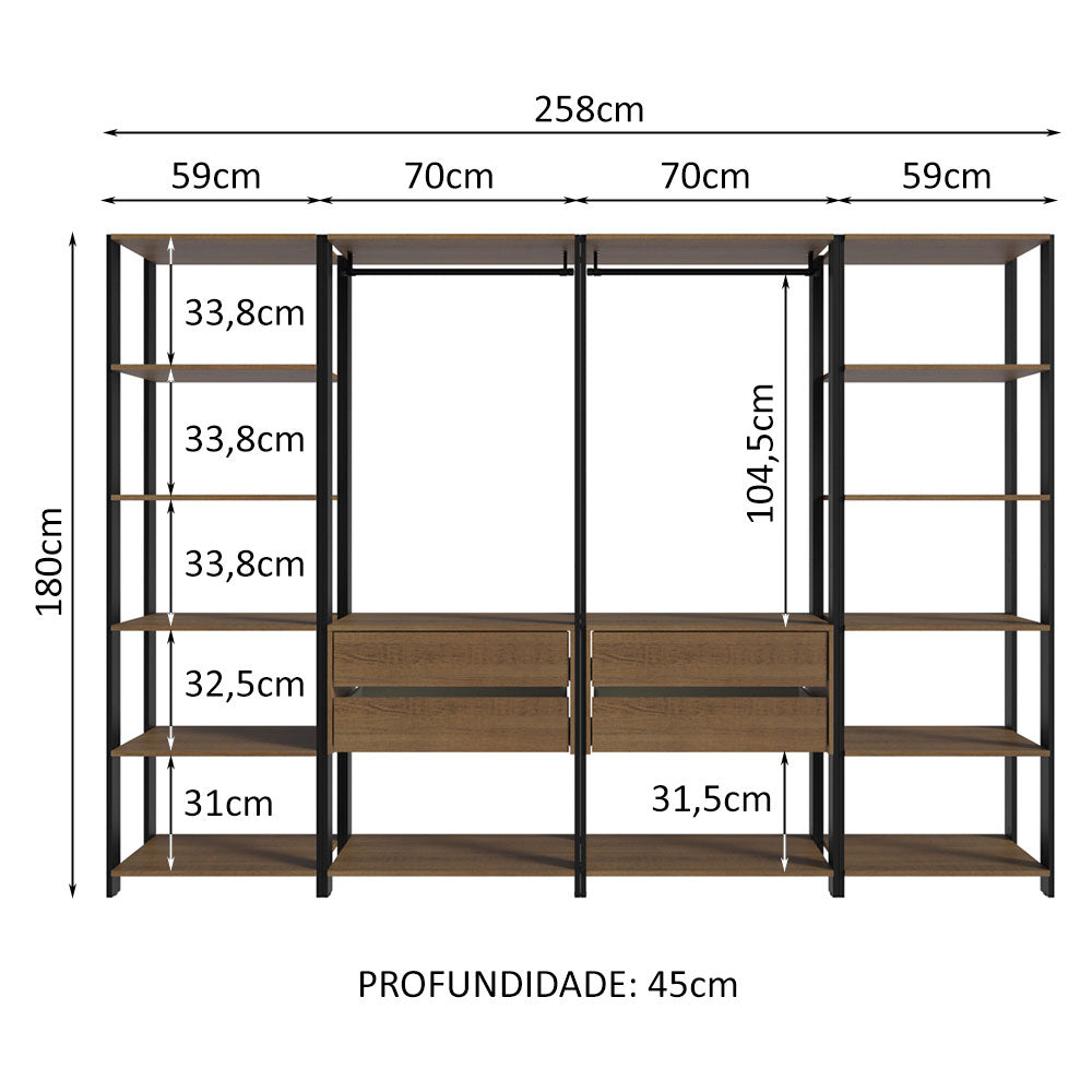 Closet Modulado Abierto Valencia 258 cm 01