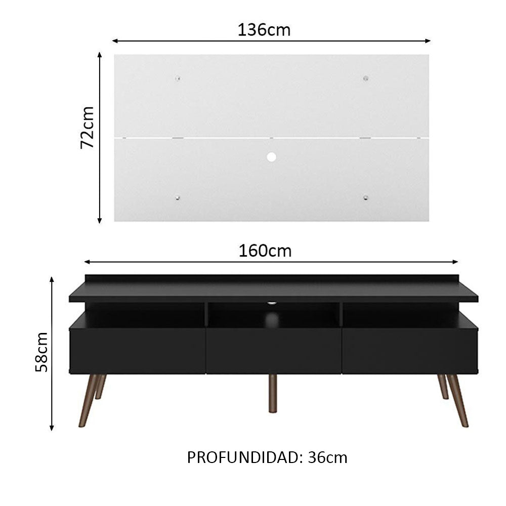 Centro Entretenimiento para TV Londres Mesa y Panel Hasta 55 Pulgadas