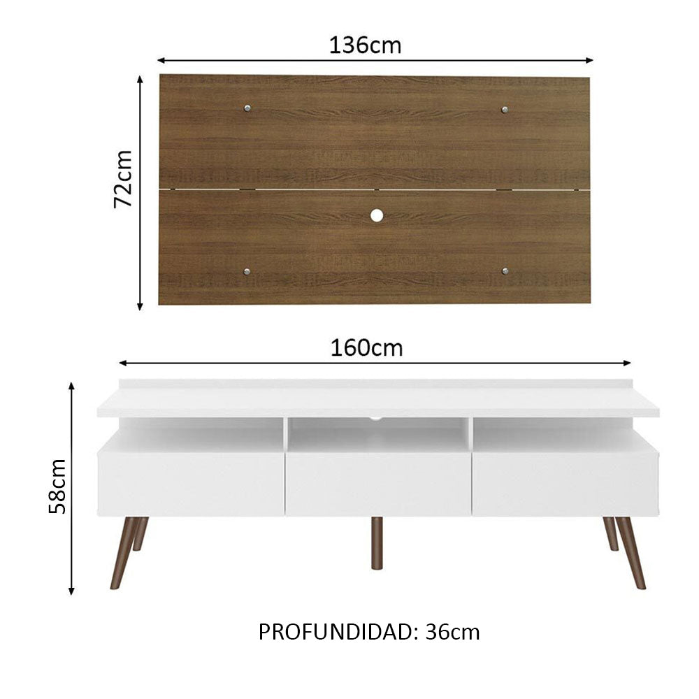 Centro Entretenimiento para TV Londres Mesa y Panel Hasta 55 Pulgadas