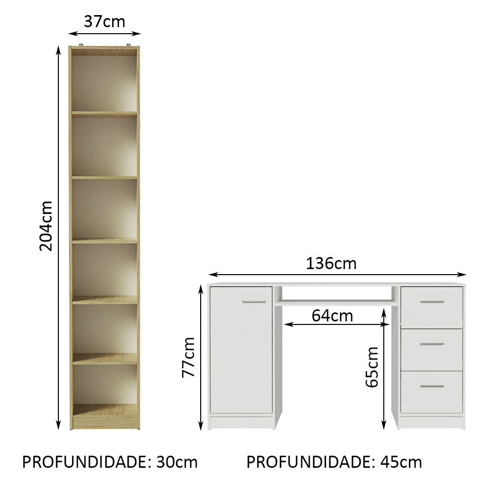 Escritorio de Oficina Alaska + Mueble Estante Librero
