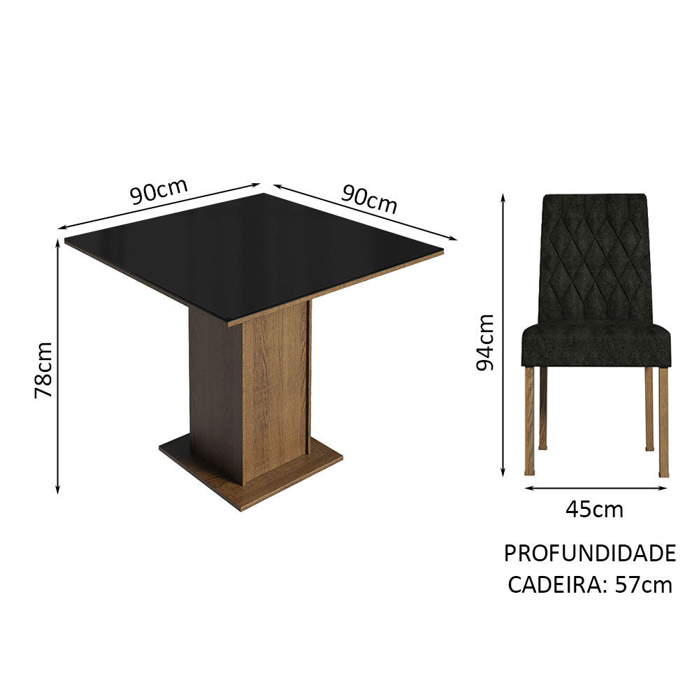 Juego de Comedor Anaju 4 Sillas Oxford - Tablero de Madera y Cristal