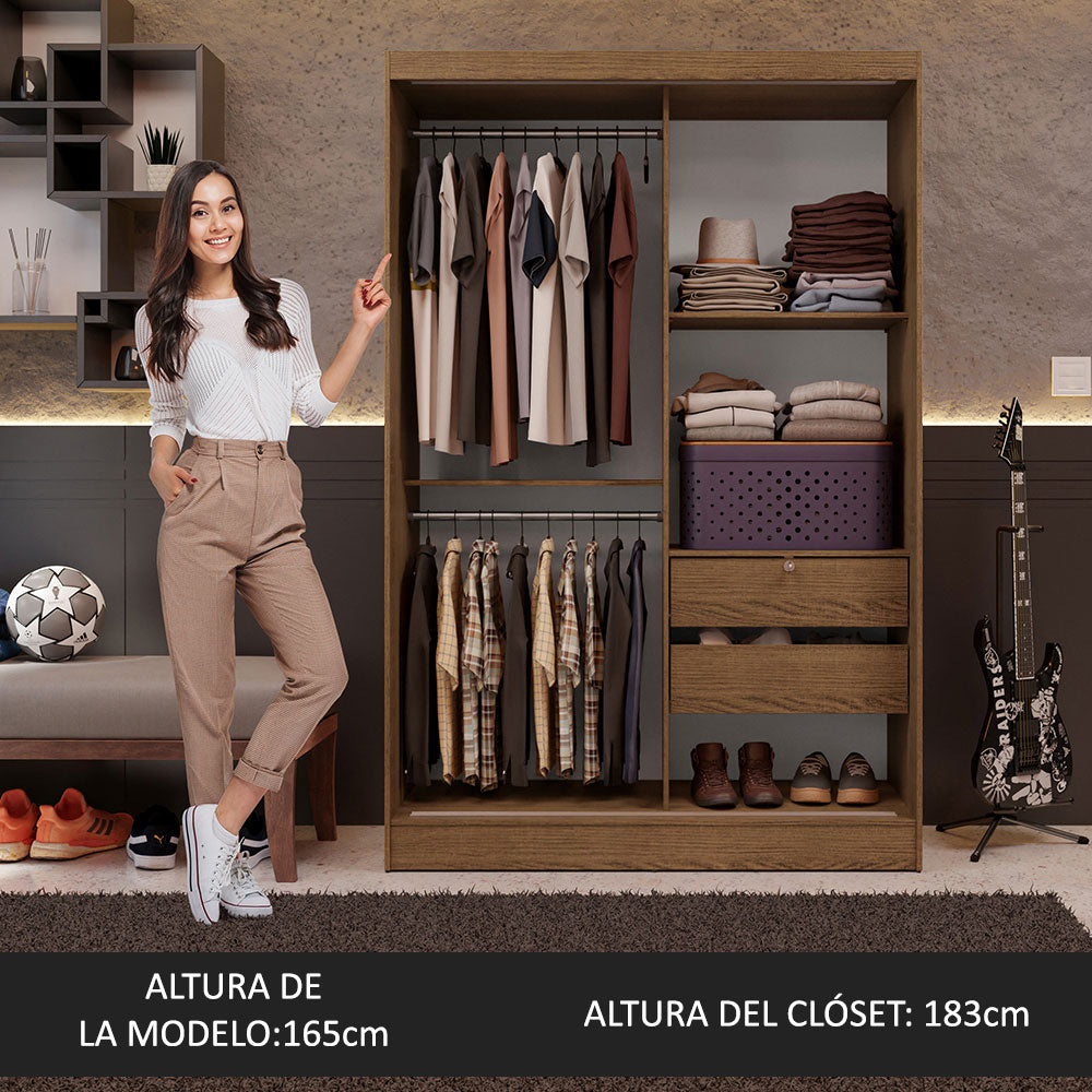 Closet Luke 2 Puertas Corredizas 2 Cajones