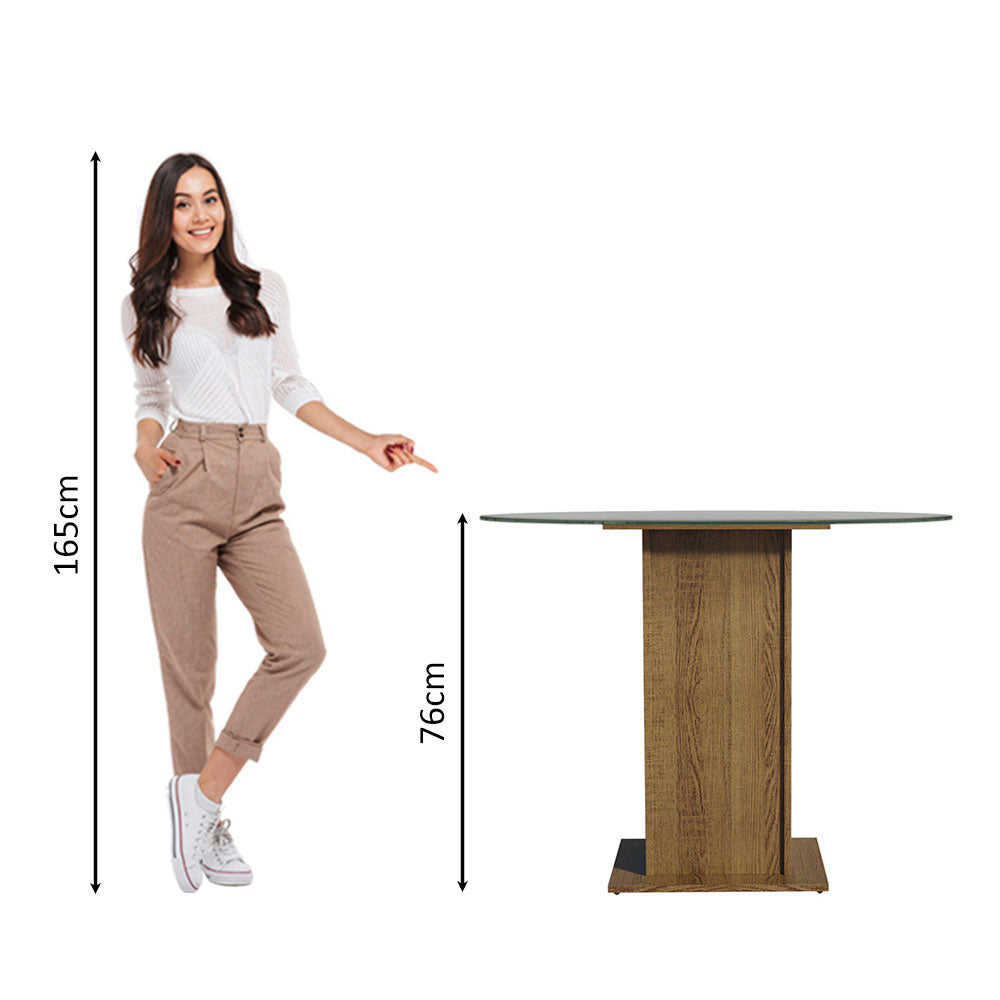 Mesa de Comedor con Encimera Redonda de Cristal