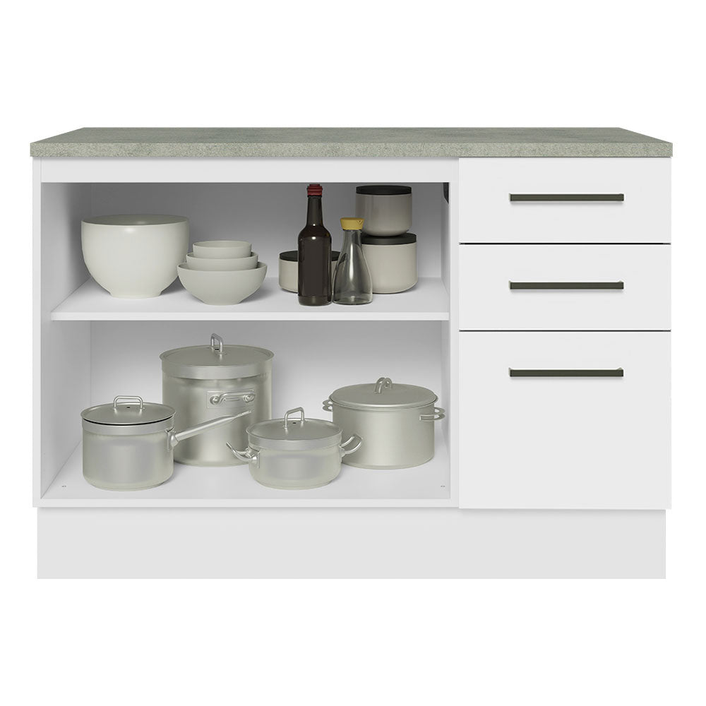 Mueble de Cocina Bajo Agata 1.20 m 2 Puertas 3 Cajones con Encimera