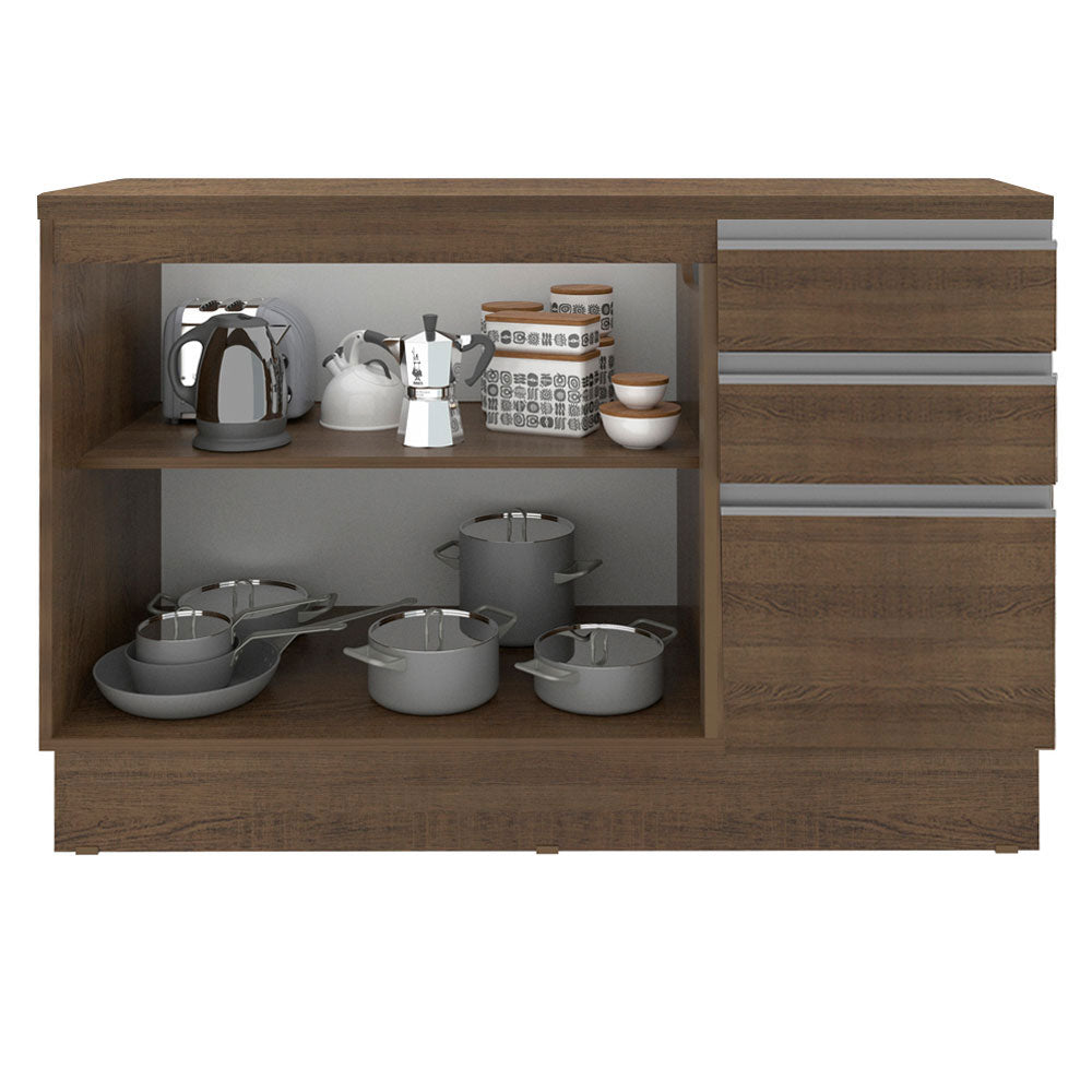 Mueble de Cocina Bajo Glamy 1.20 m 2 Puertas 3 Cajones con Encimera